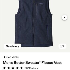 Patagonia Men's Better Sweater Vest in New Navy